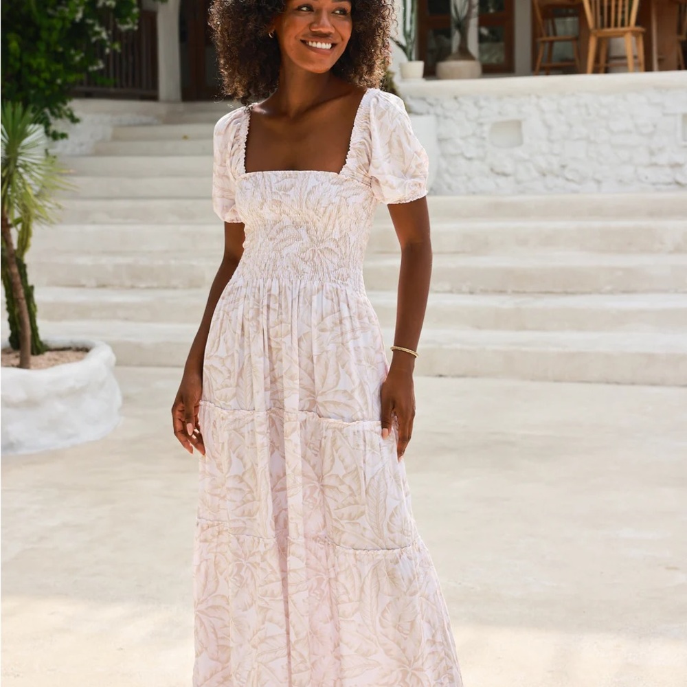 Kenny Flowers Bamboo Smocked Maxi Dress - the Grenada
